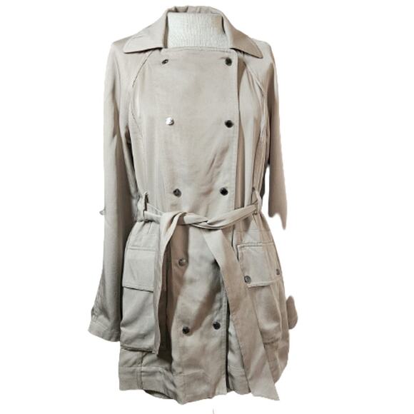 Vince Camuto Khaki Trench Coat with Belt Size XS - Picture 1 of 6